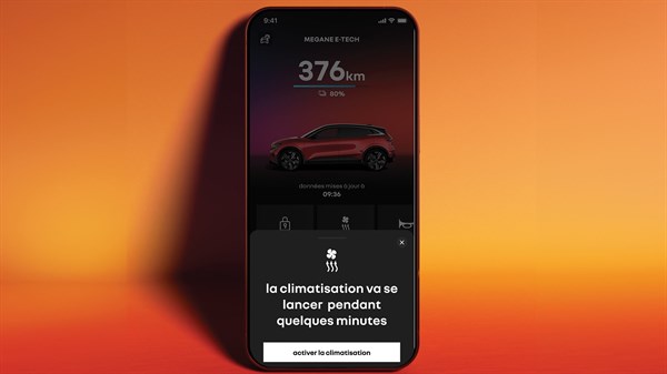 vérification à distance de l'autonomie et préconditionnement thermique via My Renault - Renault Megane E-Tech electric