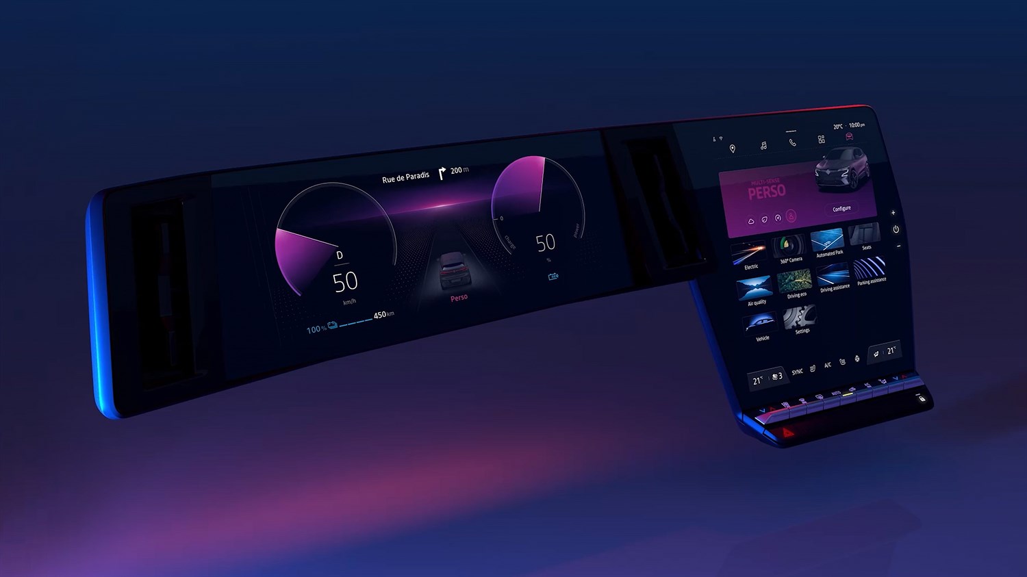 Nouvelle Renault Megane E-Tech 100% électrique - intérieur, écran multimédia 
