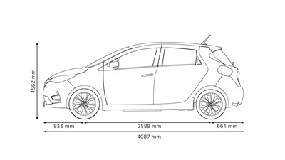 Zoe E-Tech électrique dimensions face